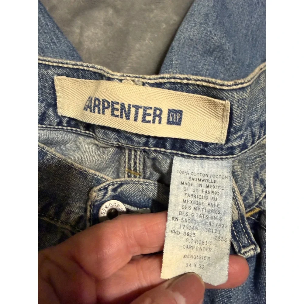 Vintage Gap Carpenter Jeans Mens 34x32 Light Wash Blue Denim Workwear Straight